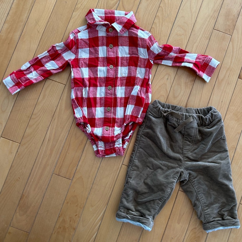 Rise Little Earthling Plaid Shirt & Pants Set